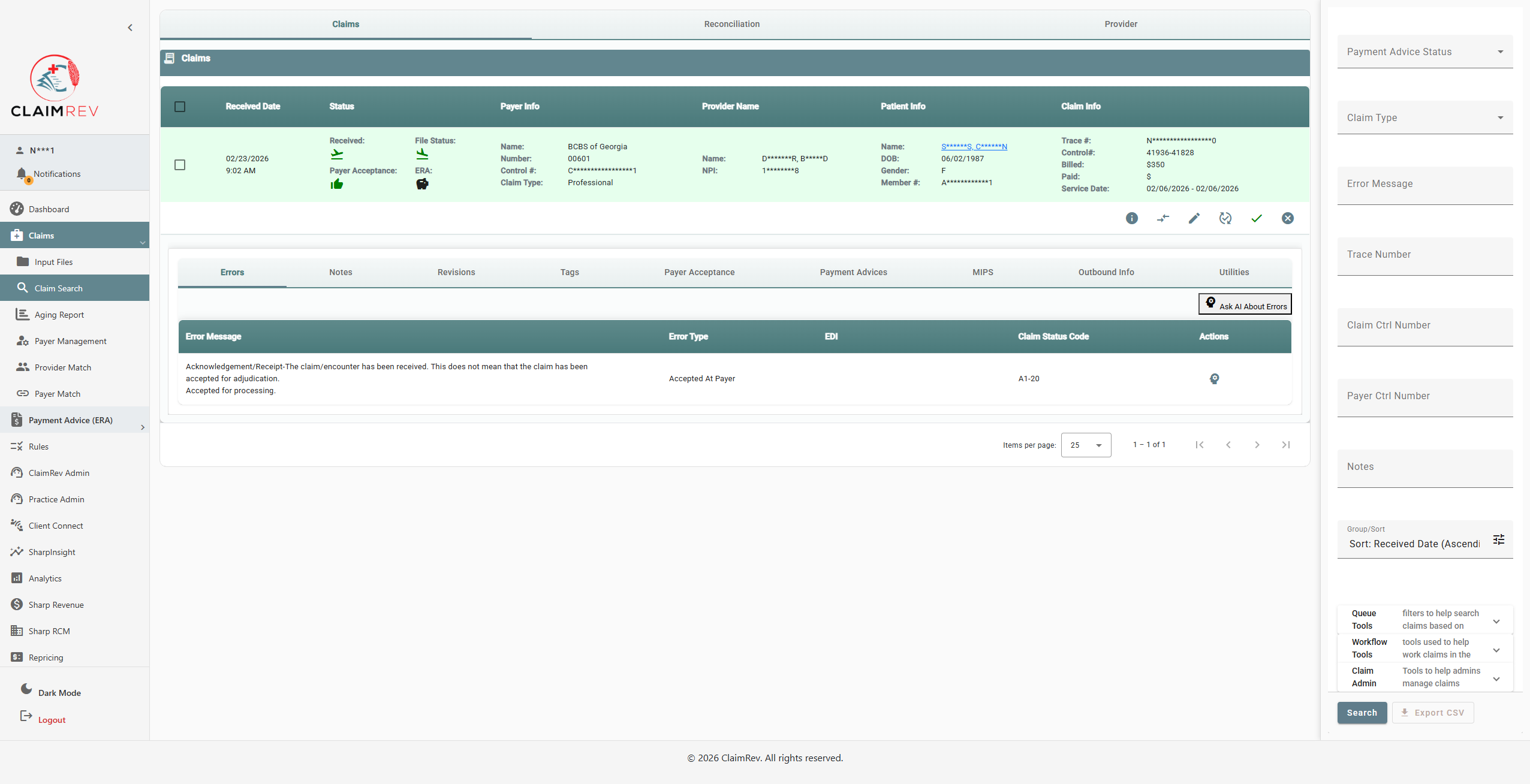 Claim Search overview